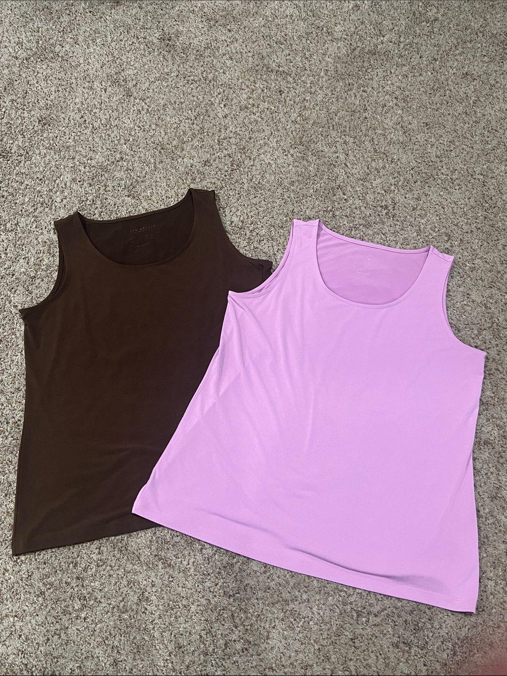 Set of 2Susan Graver Lavender and Brown Tank Tops - Scoop Neck, L
